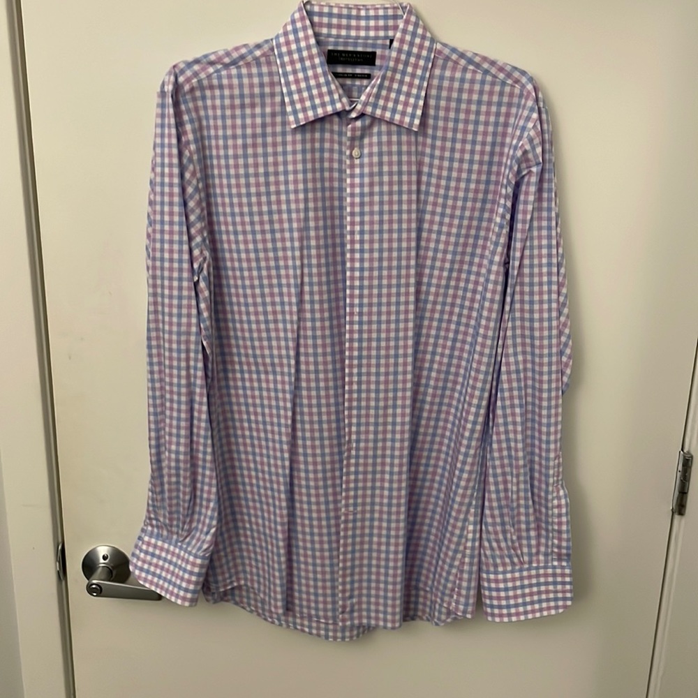 Bloomingdale’s Regular Fit Stretch Patterned Dress Shirt 16